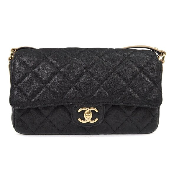 Chanel Black Calfskin Single Flap Shoulder Bag NQ00888 - Picture 1 of 7